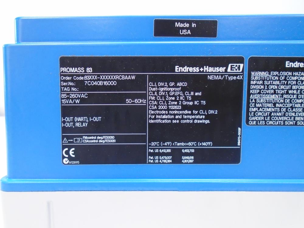 Endress Hauser PROMASS 83 Flow Transmitter 83XXX-XXXXXXRCBAAW